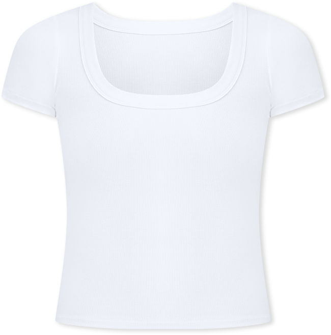 Camiseta - Staple Rib Scoop Neck Short Sleeve Top