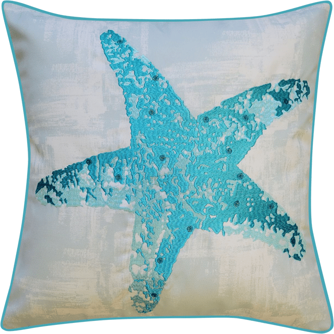 Edie Home Indoor Outdoor Embroidered Starfish Throw Pillow