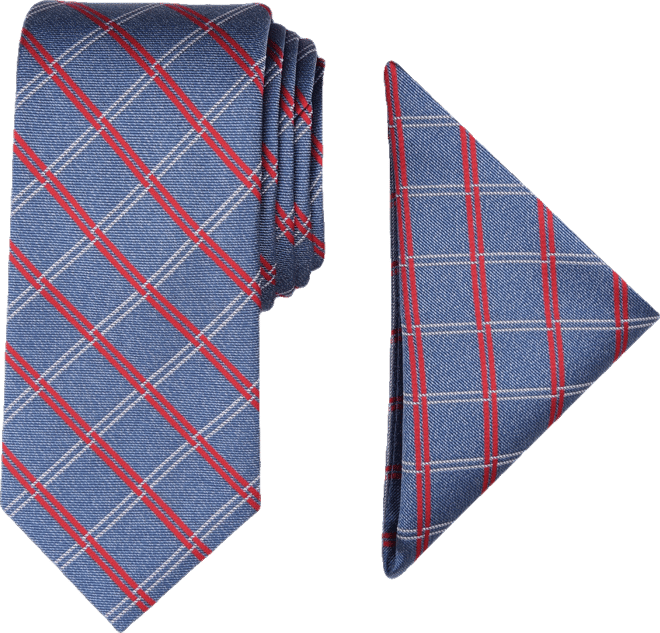 Men Marion Grid Tie & Pocket Square Set