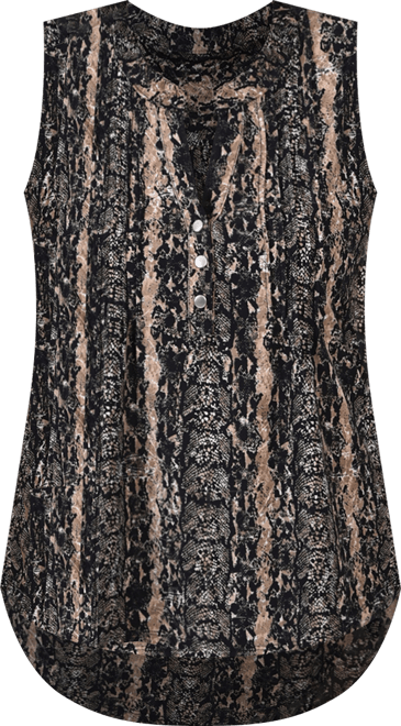 Petite Sleeveless Jacquard Y-neck Top