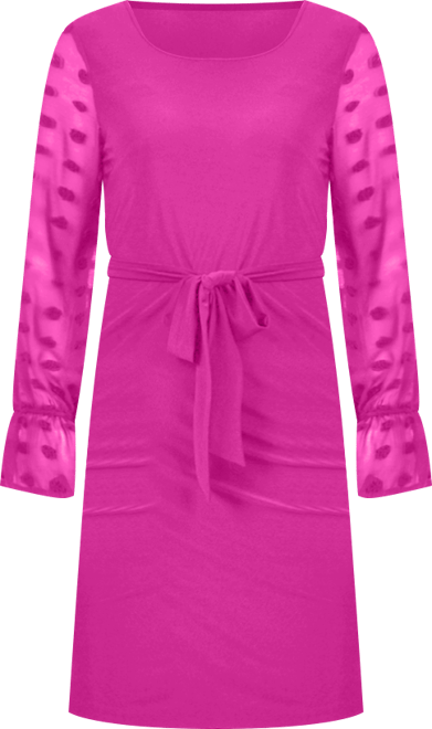 Petite Long Chiffon-Sleeve Knit Dress