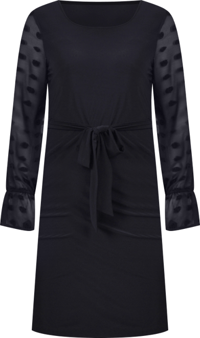 Petite Long Chiffon-Sleeve Knit Dress