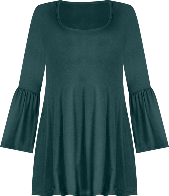 Women Swing High Low Bell Sleeve Tunic Top