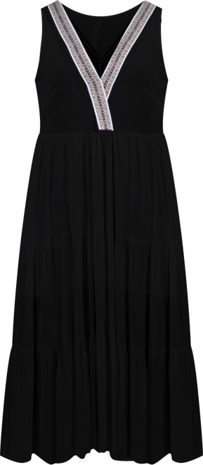 Petite Sleeveless Surplice Tiered Dress