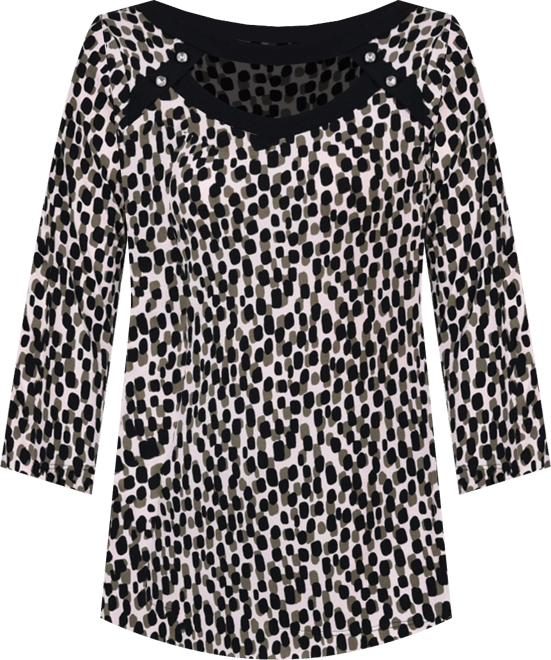 Petite 3/4 Sleeve with Combo Bands and Front Cutout Top