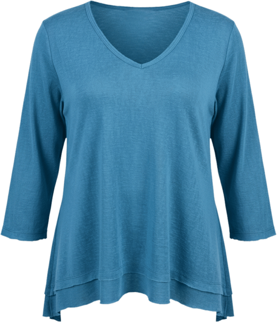 Petite 3/4 Sleeve V-neck Top