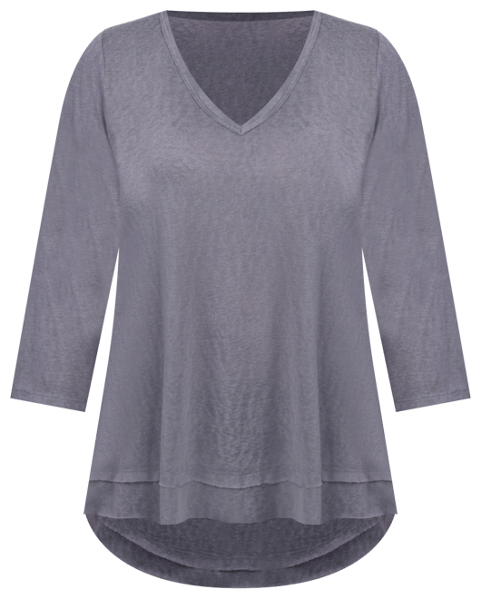 Petite 3/4 Sleeve V-neck Top