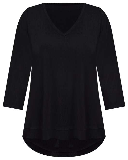 Petite 3/4 Sleeve V-neck Top