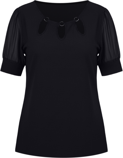 Petite Short Sleeve Three-Ring Top