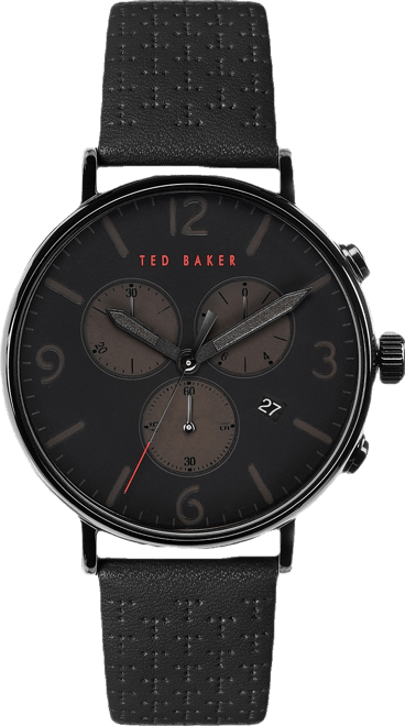 Men's Barnett Backlight Black Leather Strap Watch 41mm