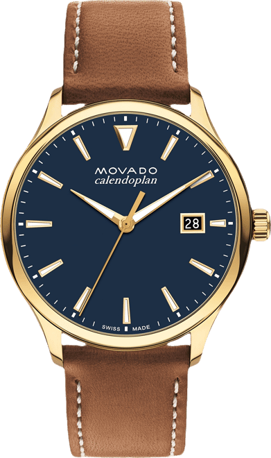 Men's Swiss Heritage Brown Leather Strap Watch 40mm