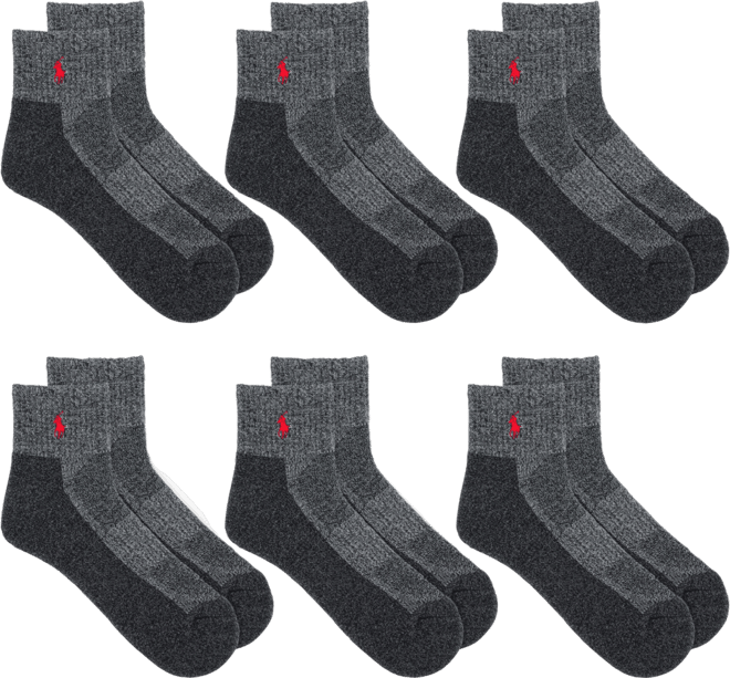 Men's 6-Pk. Performance Red Pony Quarter Socks