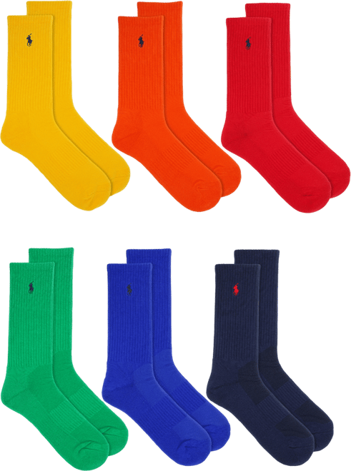 Polo Ralph Lauren Men s 6 Pk. Performance Colorful Crew Socks Macy s