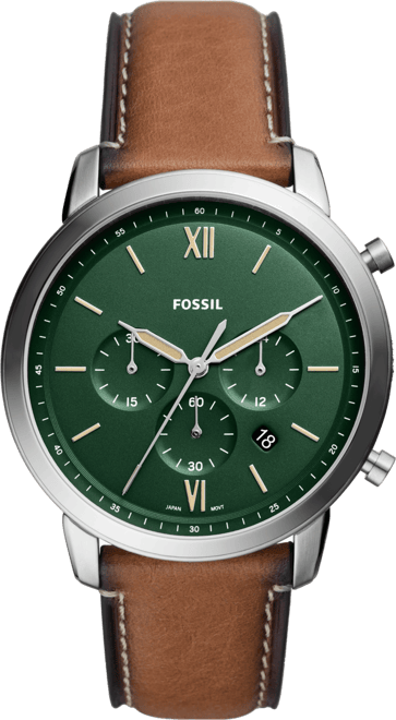 Men's Neutra Chronograph Brown Leather Strap Watch, 44mm