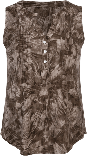 Petite Sleeveless Jacquard Y-neck Top