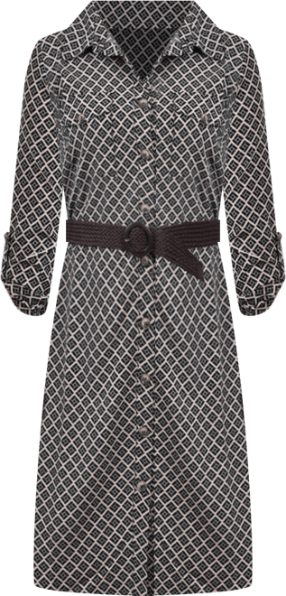 Petite 3/4 Roll Tab Sleeve Shirtdress