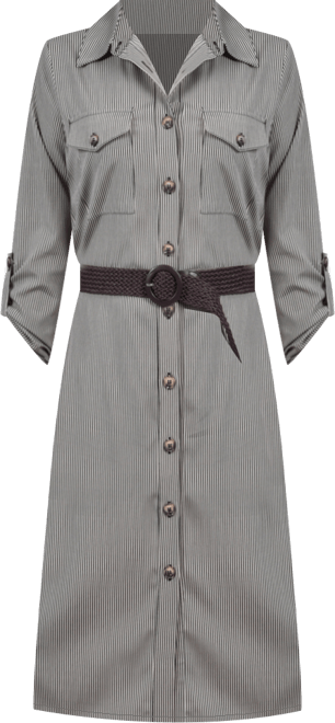 Petite 3/4 Roll Tab Sleeve Shirtdress