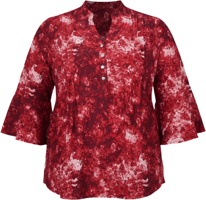 Plus Size Pleat Front Y-Neck Top