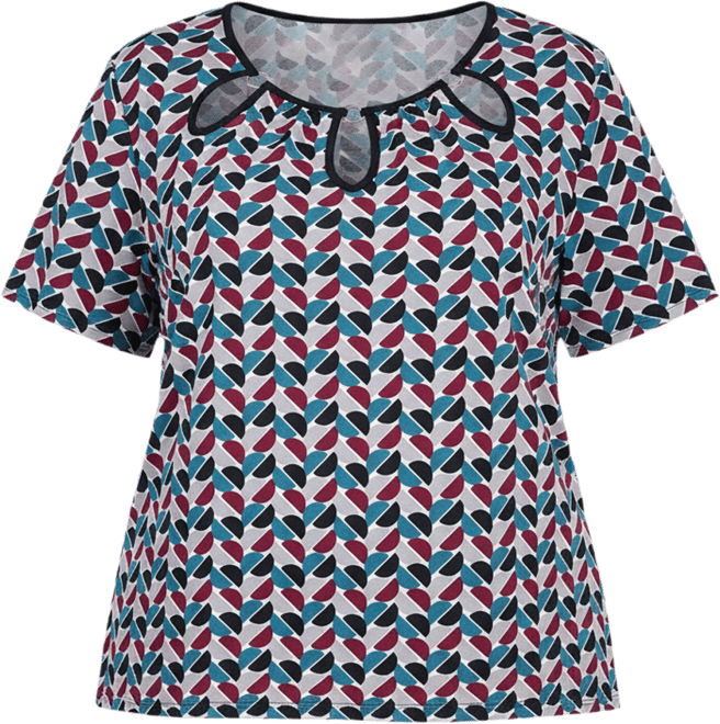 Plus Size Short Sleeve with Ring Details Top