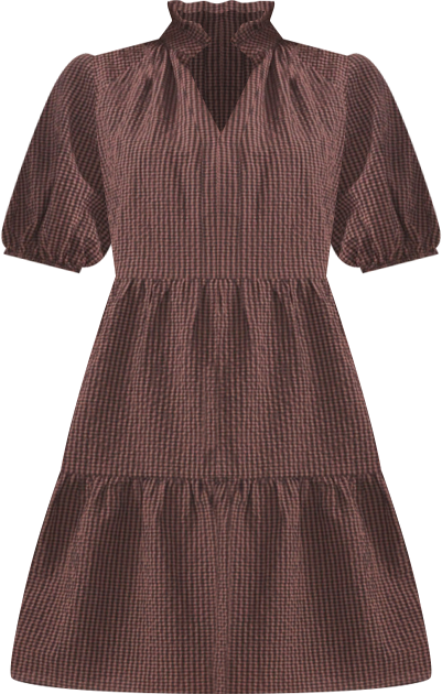 Women's Cotton Check Babydoll Dress