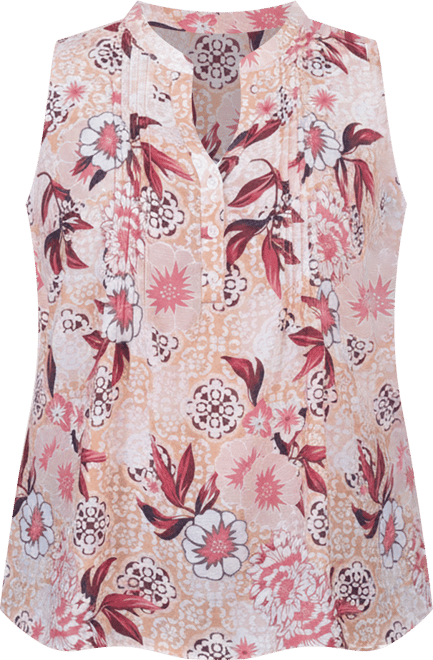 Plus Size Sleeveless Pintucked Blouse