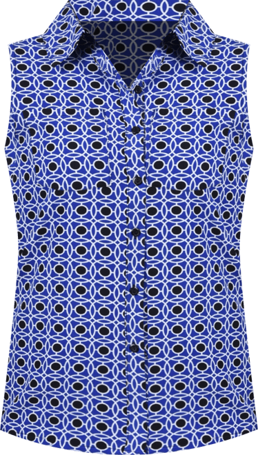 Women's Petite Sleeveless Notch Collar Button Front Blouse