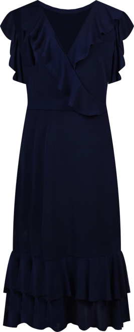 Women's Short Flutter Sleeve Ruffle Neck Dress