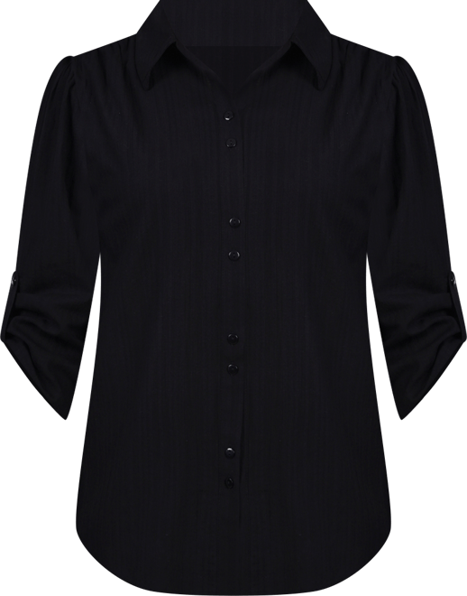 Women's 3/4 Roll Tab Sleeve Cotton Blouse