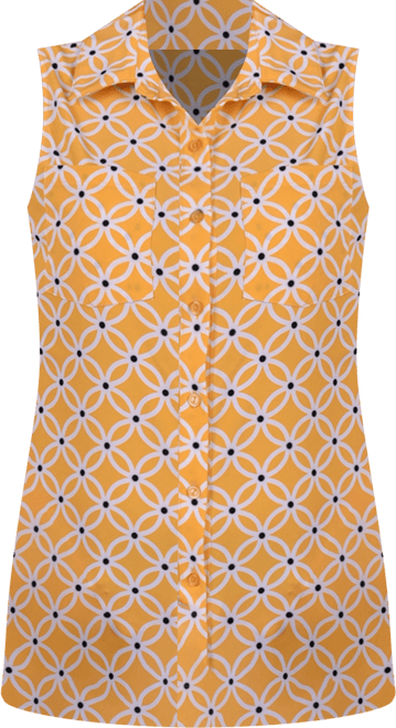 Women's Petite Sleeveless Notch Collar Button Front Blouse