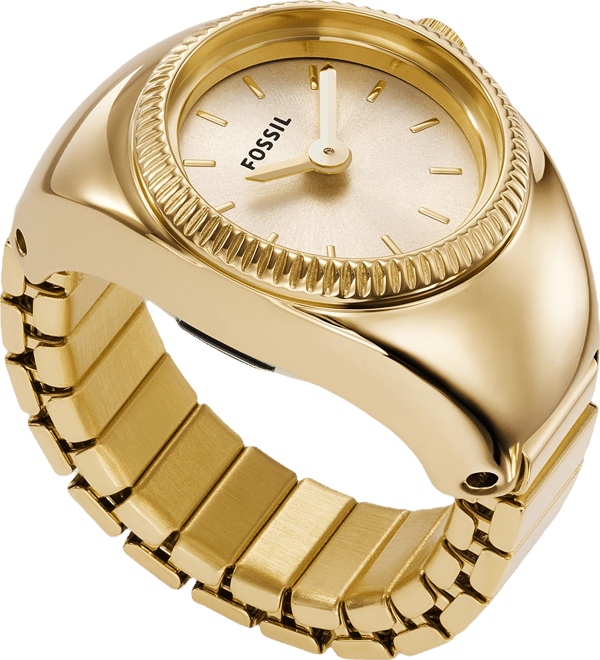 Women's Ring Watch Two-Hand Gold-Tone Stainless Steel Bracelet Watch, 15mm