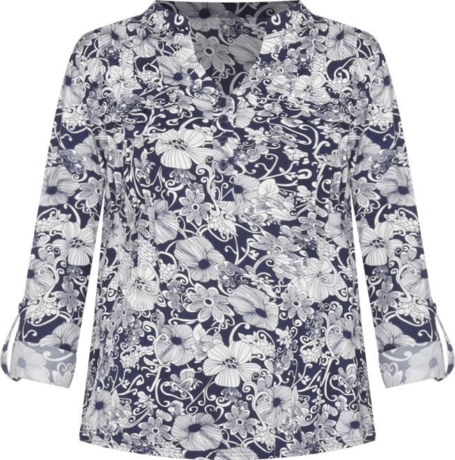 Women's Pleated Floral Print Blouse