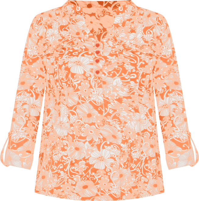 Women's Pleated Floral Print Blouse