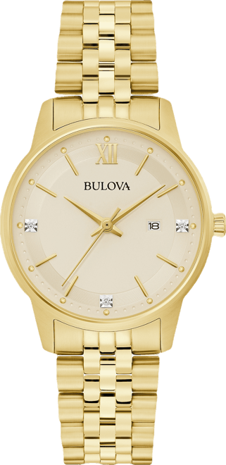 Women's Classic Diamond Accent Gold-Tone Stainless Steel Bracelet Watch 32mm